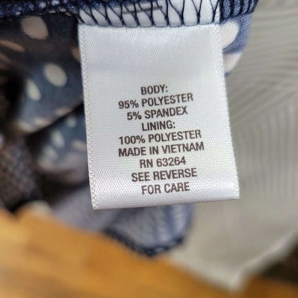 Dressbarn size 16 Dress slinky stretch summer Pinup Polkadot Ruched Navy Blue - Picture 6 of 6